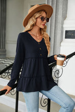 Load image into Gallery viewer, Long Sleeve V-Neck Cable-Knit Blouse
