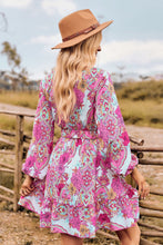 Load image into Gallery viewer, Printed Surplice Neck Long Sleeve Dress
