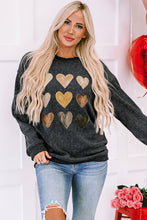 Load image into Gallery viewer, Heart Round Neck Dropped Shoulder Sweatshirt

