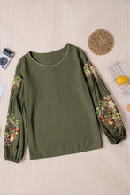 Load image into Gallery viewer, Embroidered Round Neck Balloon Sleeve T-Shirt
