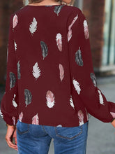 Load image into Gallery viewer, Printed Notched Neck Long Sleeve Blouse
