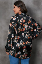 Load image into Gallery viewer, Plus Size Printed Johnny Collar Long Sleeve Blouse
