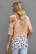 Load image into Gallery viewer, Leopard Asymmetrical Neck Cold-Shoulder Blouse
