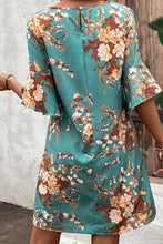 Load image into Gallery viewer, Floral Print Round Neck Flounce Sleeve Mini Dress
