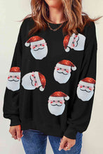 Load image into Gallery viewer, Sequin Santa Patch Round Neck Sweatshirt
