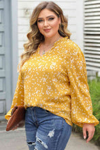 Load image into Gallery viewer, Plus Size Notched Neck Smocked Blouse
