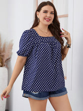 Load image into Gallery viewer, Plus Size Polka Dot Square Neck Blouse
