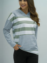 Load image into Gallery viewer, Full Size Striped Long Sleeve Hoodie
