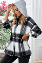 Load image into Gallery viewer, Button Up Plaid Hooded Jacket
