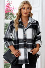 Load image into Gallery viewer, Button Up Plaid Hooded Jacket
