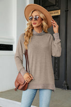 Load image into Gallery viewer, Turtle Neck Long Sleeve Slit Blouse
