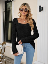 Load image into Gallery viewer, Square Neck Ribbed Long Sleeve T-Shirt
