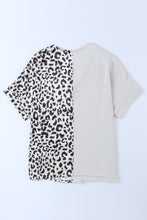 Load image into Gallery viewer, Leopard Color Block V-Neck Blouse

