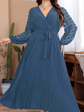 Load image into Gallery viewer, Plus Size Swiss Dot Tie Waist Maxi Dress
