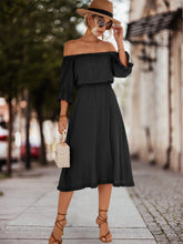 Load image into Gallery viewer, Frilled Off-Shoulder Flounce Sleeve Dress
