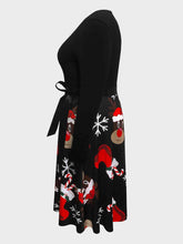 Load image into Gallery viewer, Plus Size Printed Tie Front Round Neck Dress
