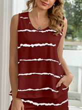 Load image into Gallery viewer, Striped Round Neck Tank and Shorts Lounge Set
