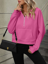 Load image into Gallery viewer, Raglan Sleeve Zip-Up Hoodie with Pocket
