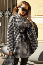 Load image into Gallery viewer, Houndstooth Tie Waist Trench Coat

