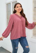 Load image into Gallery viewer, Plus Size Lace Trim V-Neck Balloon Sleeve Blouse
