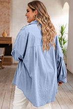 Load image into Gallery viewer, Plus Size High-Low Button Up Dropped Shoulder Shirt
