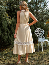 Load image into Gallery viewer, Grecian Neck Spliced Lace Midi Dress
