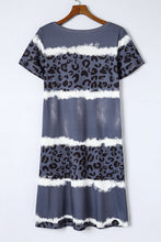 Load image into Gallery viewer, Leopard Color Block V-Neck Short Sleeve Dress

