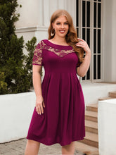 Load image into Gallery viewer, Plus Size Ruched Round Neck Short Sleeve Dress
