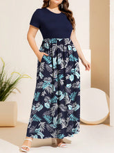 Load image into Gallery viewer, Plus Size Printed Round Neck Short Sleeve Maxi Dress
