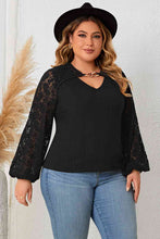 Load image into Gallery viewer, Plus Size Cutout Front Lace Sleeve Blouse
