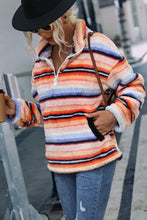 Load image into Gallery viewer, Striped Quarter Zip Dropped Shoulder Sweatshirt
