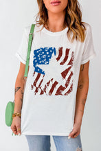 Load image into Gallery viewer, US Flag Graphic Round Neck Tee
