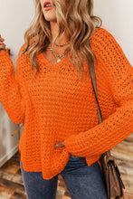 Load image into Gallery viewer, Openwork Round Neck Long Sleeve Sweater
