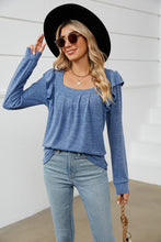 Load image into Gallery viewer, Square Neck Ruffle Shoulder Long Sleeve T-Shirt
