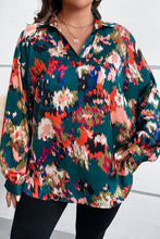 Load image into Gallery viewer, Plus Size Printed Johnny Collar Long Sleeve Blouse
