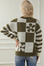 Load image into Gallery viewer, Contrast Round Neck Long Sleeve Sweater
