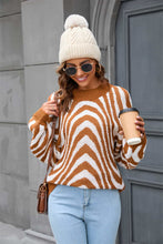 Load image into Gallery viewer, Printed Round Neck Long Sleeve Pullover Sweater
