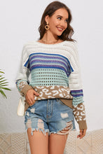 Load image into Gallery viewer, Round Neck Openwork Long Sleeve Knit Top
