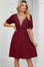 Load image into Gallery viewer, V-Neck Puff Sleeve Dress
