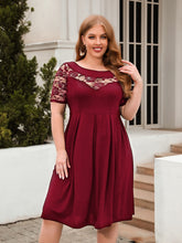 Load image into Gallery viewer, Plus Size Ruched Round Neck Short Sleeve Dress
