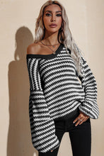 Load image into Gallery viewer, Striped Dropped Shoulder Sweater
