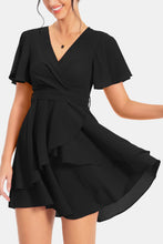 Load image into Gallery viewer, Surplice Neck Flutter Sleeve Dress
