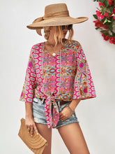 Load image into Gallery viewer, Tie Hem V-Neck Three-Quarter Sleeve Blouse
