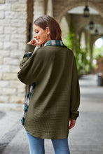 Load image into Gallery viewer, Plaid Collared Dropped Shoulder Jacket
