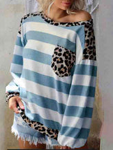 Load image into Gallery viewer, Striped Leopard Long Sleeves Top
