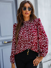 Load image into Gallery viewer, Printed Mock Neck Puff Sleeve Blouse
