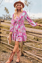 Load image into Gallery viewer, Printed Surplice Neck Long Sleeve Dress
