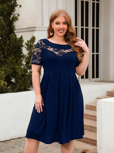 Load image into Gallery viewer, Plus Size Ruched Round Neck Short Sleeve Dress
