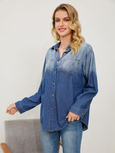 Load image into Gallery viewer, Pocketed Button Up Dropped Shoulder Denim Jakcet
