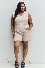 Load image into Gallery viewer, Zenana Forever Yours Full Size V-Neck Sleeveless Romper in Sand
